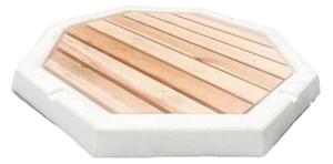 Piatto Doccia Ottagonale da Esterno Giardino 80 cm con Listelli di Legno Arkema Bianco