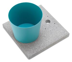 Base con Vaschetta per Fontane con Ghiera Grande 40x40x5 cm in Cemento Belfer 42/BSE/3 Turchese