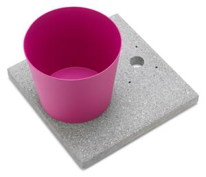 Base con Vaschetta per Fontane con Ghiera Grande 40x40x5 cm in Cemento Belfer 42/BSE/3 Ciclamino