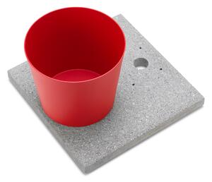 Base con Vaschetta per Fontane con Ghiera Grande 40x40x5 cm in Cemento Belfer 42/BSE/3 Rosso