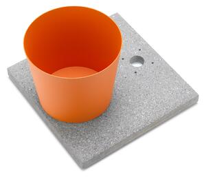Base con Vaschetta per Fontane con Ghiera Piccola 40x40x5 cm in Cemento Belfer 42/BSE/4 Arancione