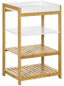 Mobiletto da Cucina 42,8x33x70 cm con Vassoio Removibile in Bambù Bianco e Legno