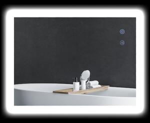 Specchio da Bagno 80x60x3 cm con LED 3 Colori Regolabili in Metallo e Vetro