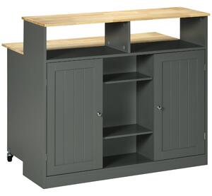 Isola da Cucina con Piano a Ribalta 110x66x97 cm in MDF e Legno Grigio