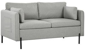 Divano 2 Posti 143x73x77 cm in Tessuto Effetto Lino Grigio