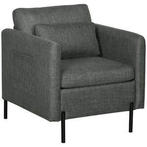 Poltroncina Moderna 73x73x80 cm in Tessuto Effetto Lino Grigio