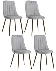 Set 4 Sedie Imbottite 47x55x86 cm in Poliestere e Acciaio Grigio