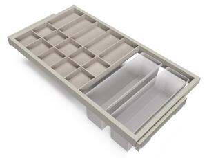 Kit Cassetto Organizzatore e Telaio per Armadio 900 mm in Alluminio e Plastica Emuca Grigio Pietra
