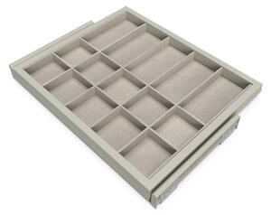 Kit Cassetto Organizzatore e Telaio per Armadio 600 mm in Alluminio e Plastica Emuca Grigio Pietra