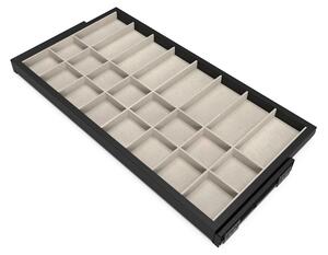 Kit Cassetto Organizzatore e Telaio per Armadio 900 mm in Alluminio e Plastica Emuca Grigio Pietra