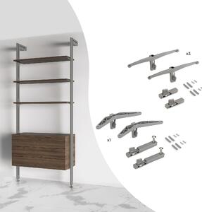 Kit Supporti per Mensole in Legno e Alluminio Emuca Zero Grigio Pietra