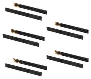 Set 10 Guide Cassetto con Chiusura Soft 45x500 mm in Acciaio Emuca Nero