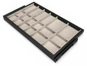 Kit Cassetto Organizzatore e Telaio per Armadio 800 mm in Alluminio e Plastica Emuca Grigio Pietra