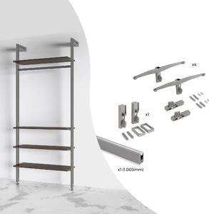 Kit Supporti per Mensole e Appendiabiti in Legno e Alluminio Emuca Zero Grigio Pietra