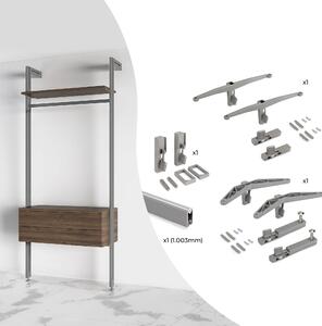 Kit Supporti per Mensole e Appendiabiti in Legno e Alluminio Emuca Zero Grigio Pietra