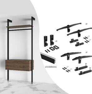 Kit Supporti per Mensole e Appendiabiti in Legno e Alluminio Emuca Zero Nero