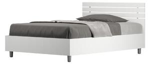 Letto 1 Piazza e Mezzo 120x190 cm con Rete e Contenitore Ankel Testata Doghe Dritta Bianco Frassino