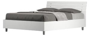 Letto Matrimoniale Francese 140x200 cm con Rete e Contenitore Testata Doghe Inclinata Ankel Bianco Frassino