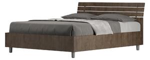 Letto Matrimoniale Francese 140x200 cm con Rete e Contenitore Testata Doghe Inclinata Ankel Noce