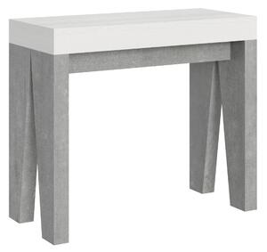 Consolle Allungabile 90-196x40x77 cm in Nobilitato Bianco e Grigio