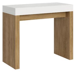 Consolle Allungabile 90-196x40x77 cm in Nobilitato Bianco e Marrone