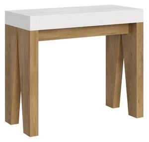 Consolle Allungabile 90-196x40x77 cm in Nobilitato Bianco e Marrone