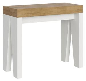 Consolle Allungabile 90-196x40x77 cm in Nobilitato Marrone e Bianco