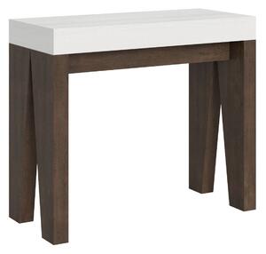 Consolle Allungabile 90-196x40x77 cm in Nobilitato Bianco e Marrone