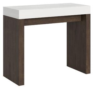 Consolle Allungabile 90-196x40x77 cm in Nobilitato Bianco e Noce