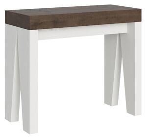 Consolle Allungabile 90-196x40x77 cm in Nobilitato Marrone e Bianco