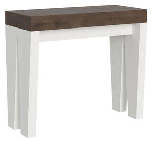 Consolle Allungabile 90-196x40x77 cm in Nobilitato Marrone e Bianco