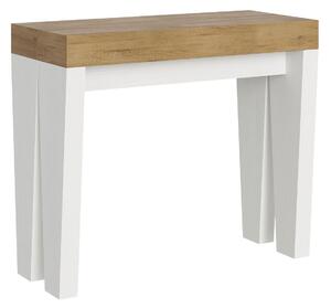 Consolle Allungabile 90-196x40x77 cm in Nobilitato Marrone e Bianco