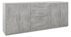 Mobile Basso 4 Ante 4 Cassetti 203x84x41 cm Cemento