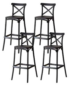 Set 4 Sgabelli 40x36x91 cm in Polipropilene Pompei Nero