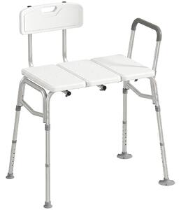HOMCOM Sedia per Vasca da Bagno con Schienale e Bracciolo, Altezza Regolabile in 10 Livelli, Fino a 136 kg, Bianco | Aosom Italy