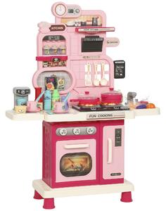AIYAPLAY Cucina Giocattolo per Bambini con Luci, Suoni, Fornello, Lavello, Rubinetto, Cappa, Accessori, 3-6 Anni, Rosa | Aosom Italy