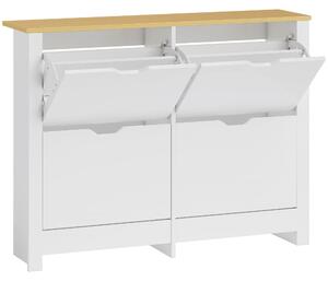 HOMCOM Scarpiera Moderna per 16 Paia Max con 4 Cassetti Regolabili e Rimovibili, in Legno, 105x26x80 cm, Bianco | Aosom Italy