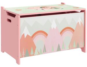ZONEKIZ Baule Portagiochi per Bambini con Coperchio e Cerniera di Sicurezza in MDF, 60x37x39cm, Rosa