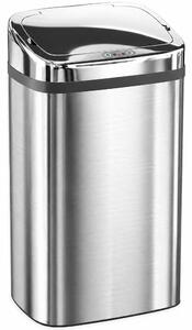 HOMCOM Bidone per Rifiuti da 30L con Sensore per Apertura e Chiusura Automatica, 33x25x57.5 cm, Argento | Aosom Italy