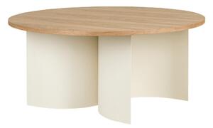 Tavolino da salotto rotondo color crema/di colore naturale con piano effetto frassino ø 95 cm Gavo – noo.ma