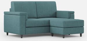 Divano 2 Posti con Pouf 168x145x85 cm Marrak in Tessuto Petrolio