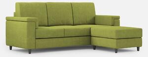 Divano 3 Posti con Pouf 208x155x85 cm Marrak in Tessuto Verde