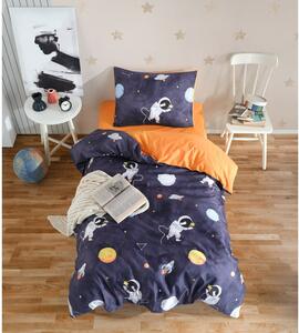 Set copripiumino e federa da bambini blu scuro/arancione per letto singolo 140x200 cm Astron – Mijolnir