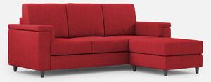 Divano 3 Posti con Pouf 208x155x85 cm Marrak in Tessuto Rosso