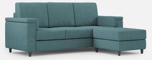 Divano 3 Posti con Pouf 208x155x85 cm Marrak in Tessuto Petrolio