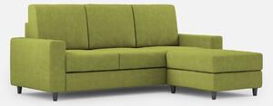 Divano 3 Posti con Pouf 208x155x85 cm Sakar in Tessuto Verde