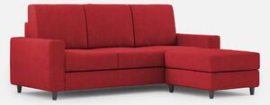 Divano 3 Posti con Pouf 208x155x85 cm Sakar in Tessuto Rosso