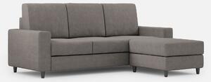 Divano 3 Posti con Pouf 208x155x85 cm Sakar in Tessuto Grigio