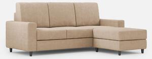 Divano 3 Posti con Pouf 208x155x85 cm Sakar in Tessuto Beige