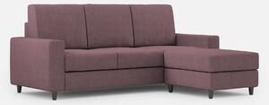 Divano 3 Posti con Pouf 208x155x85 cm Sakar in Tessuto Prugna